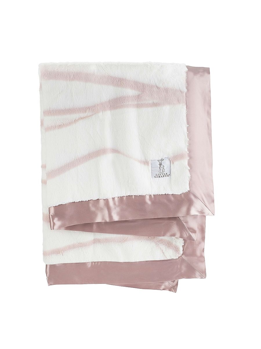 Baby's Satin-Trimmed Throw Blanket - Dusty Pink