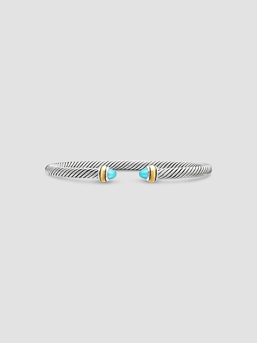 David Yurman Women's Cable Classics Color Bracelet with 18K Yellow Gold - Turquoise - Size Medium