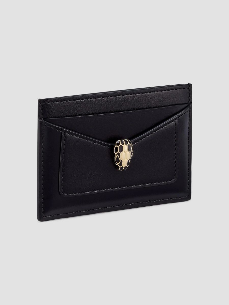 BVLGARI Women's Serpenti Forever Leather Card Holder - Black
