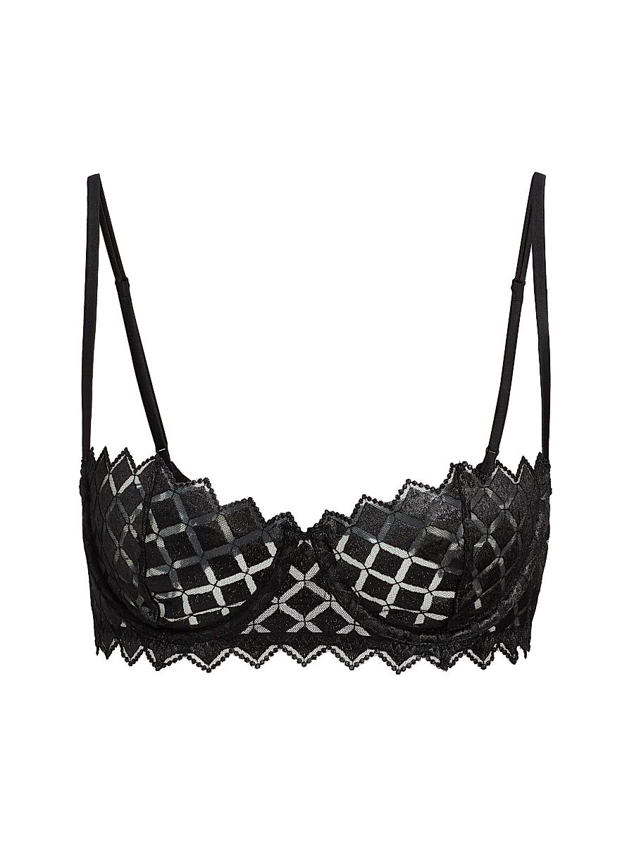 Women's Lamine Embroidery Balconette Bra - Black - Size 36D