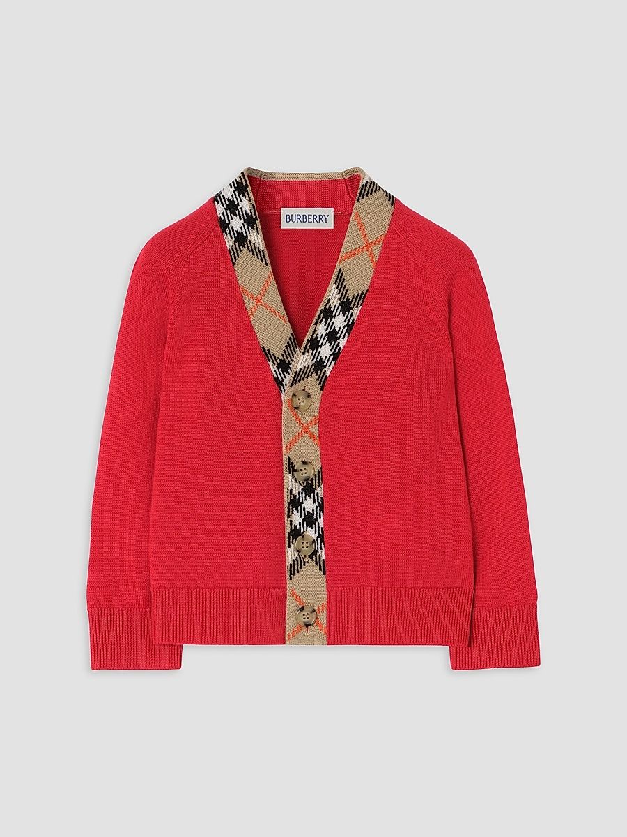 Baby Boy's, Little Boy's & Boy's Lavenham Check-Trim V-Neck Cardigan - Red - Size 3