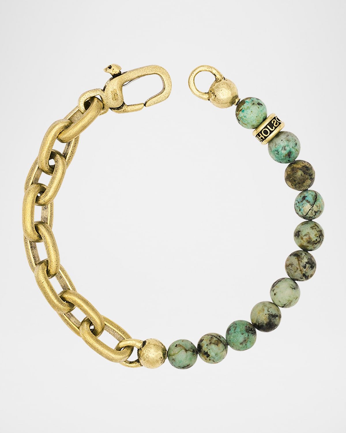 Men & apos;s Brass Chain and Turquoise Beaded Bracelet