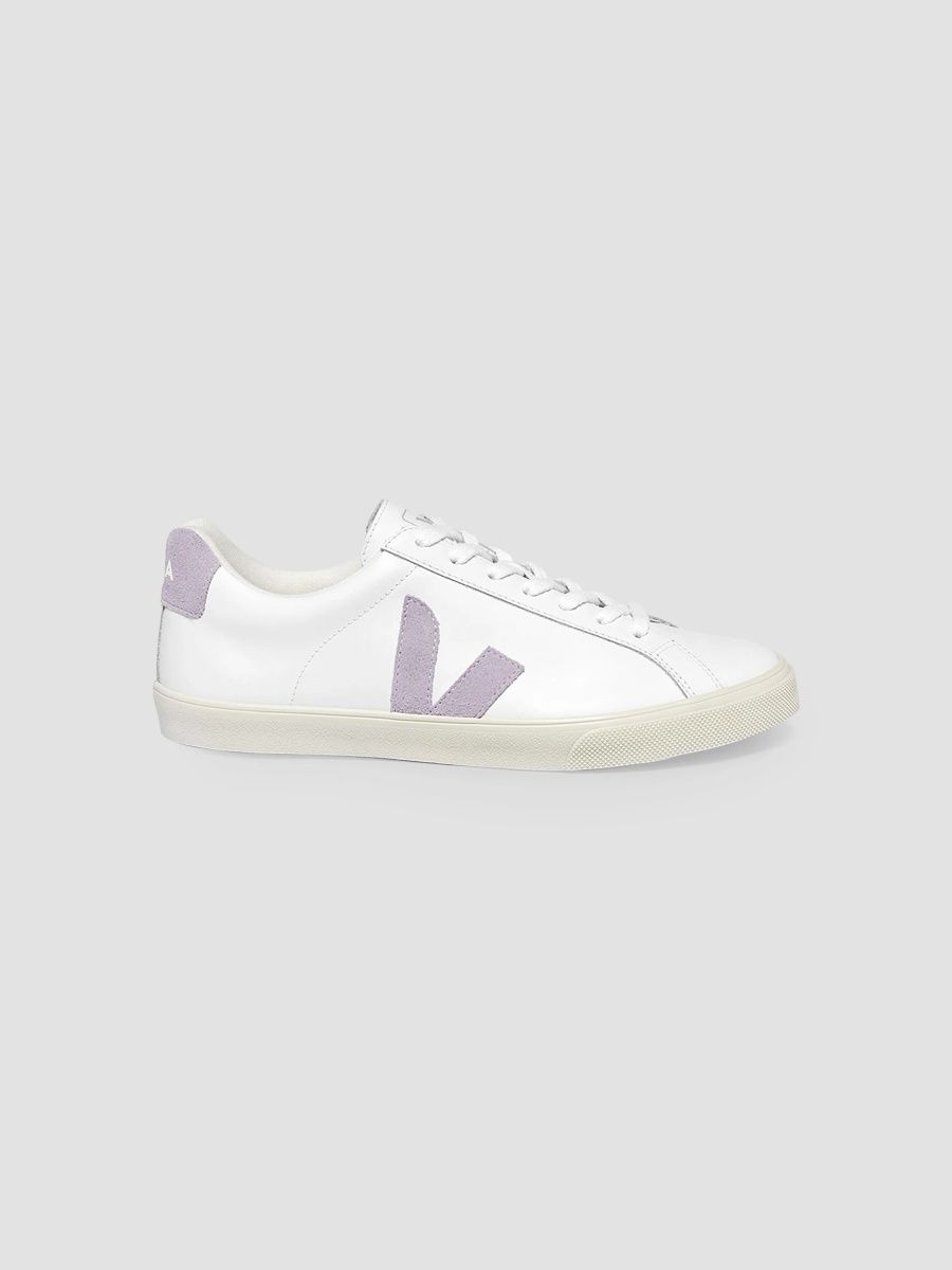 Veja Women's Esplar Leather Low-Top Sneakers - White Purple - Size 7