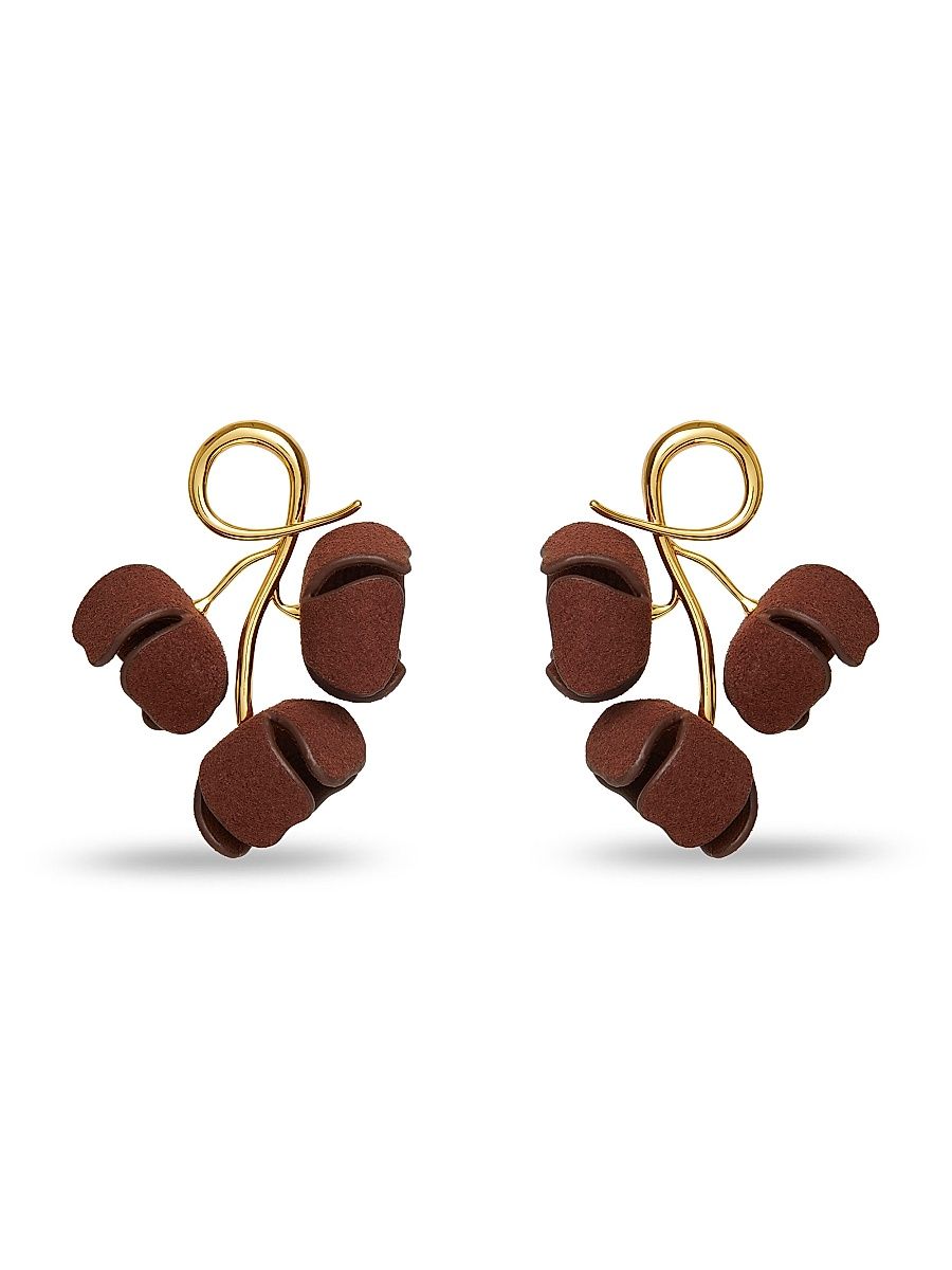 Women's 14K-Gold-Plated & Faux Suede Bellflower Drop Earrings - Hickory