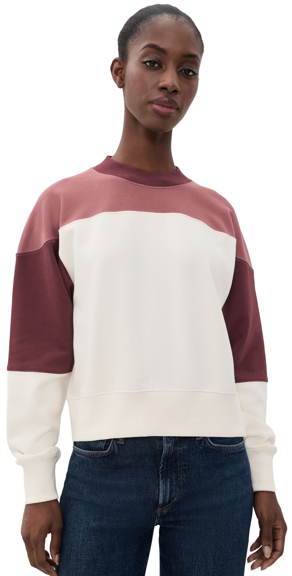 rag & bone The Everyday Terry Seamed Sweatshirt Dkredmt XL