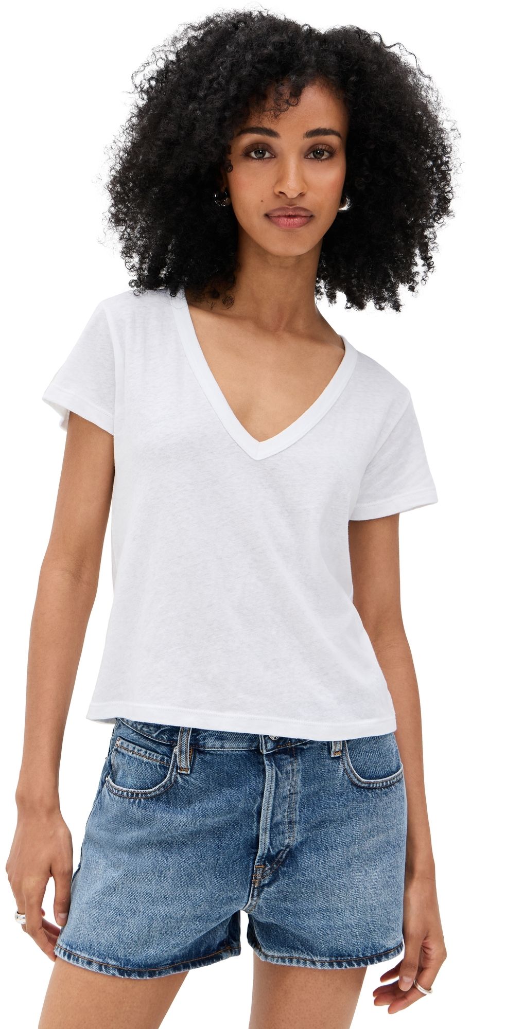 Leset Laura V Neck Tee White L