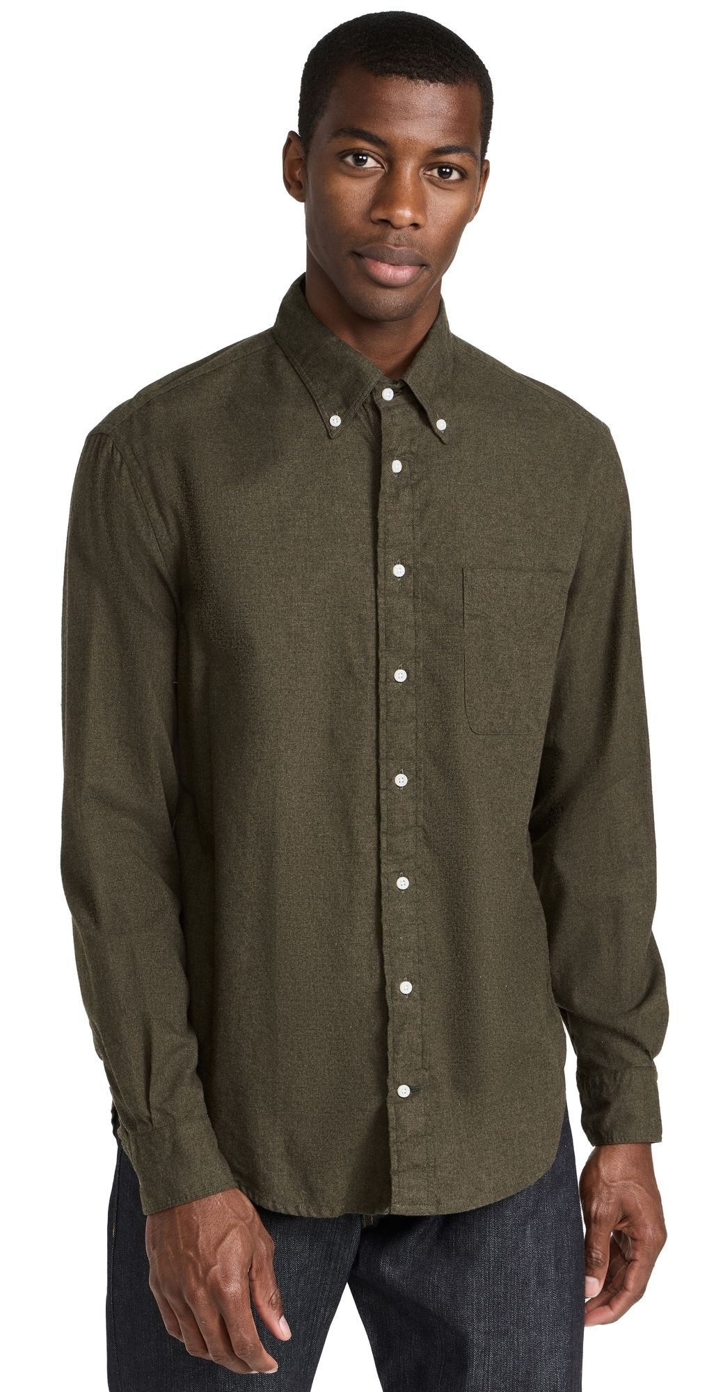 Gitman Vintage Classic Cotton Flannel Shirt Olive L