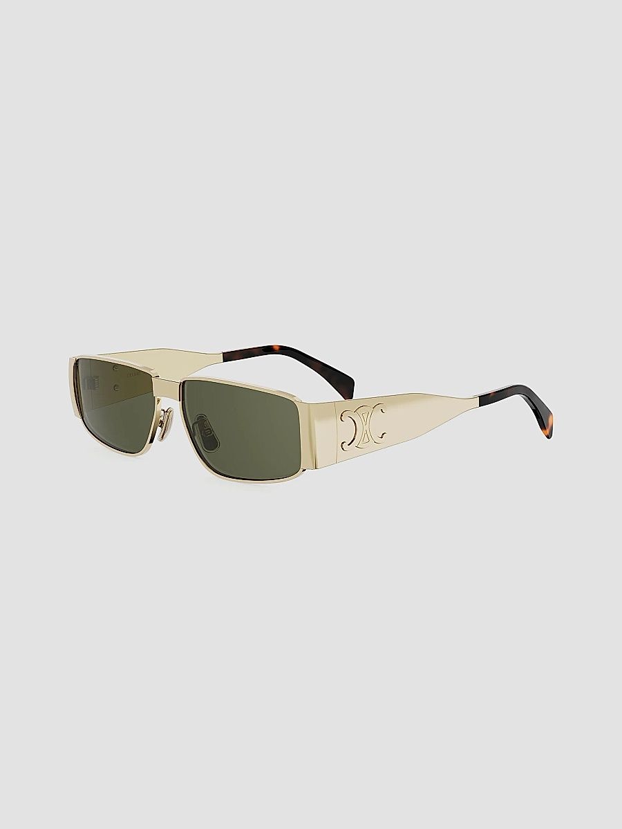 CELINE Men's Metal Triomphe 59MM Rectangular Sunglasses - Shiny Endura Gold And Green