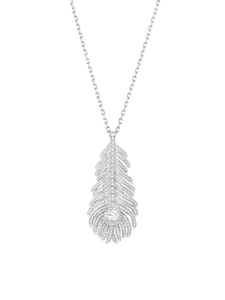 Women's Plume De Paon 18K White Gold & 1.34 TCW Diamond Peacock Feather Pendant Necklace - White Gold