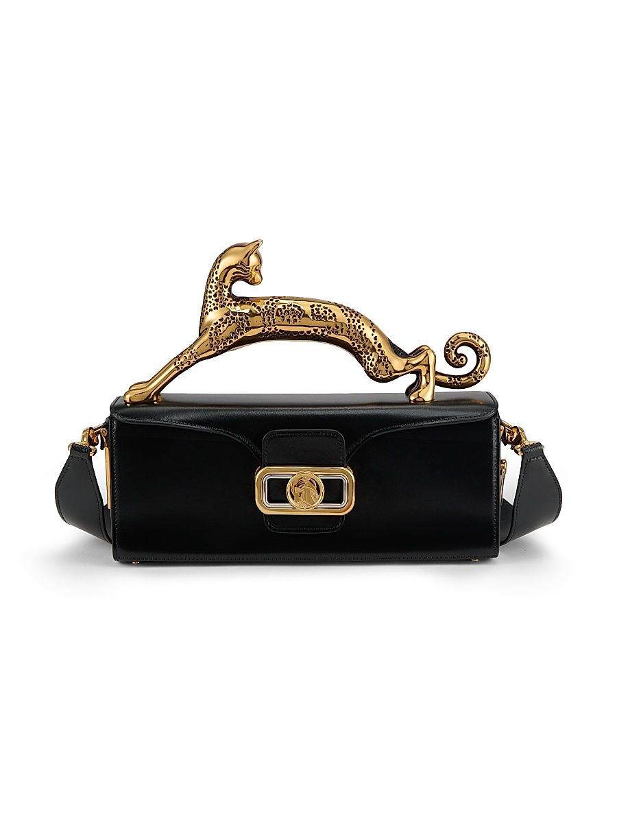 Women's Pencil Cat Top Handle Bag - Black