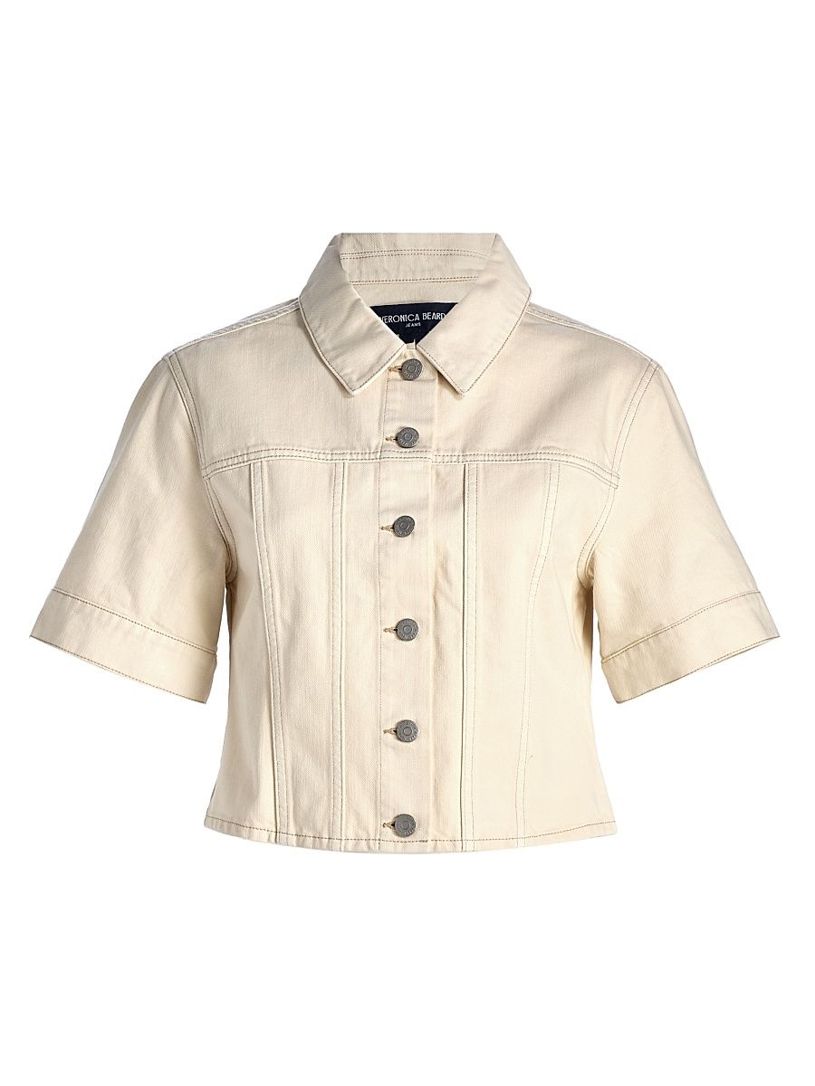 Women's Malcom Slub Denim Short-Sleeve Jacket - Ecru - Size XL