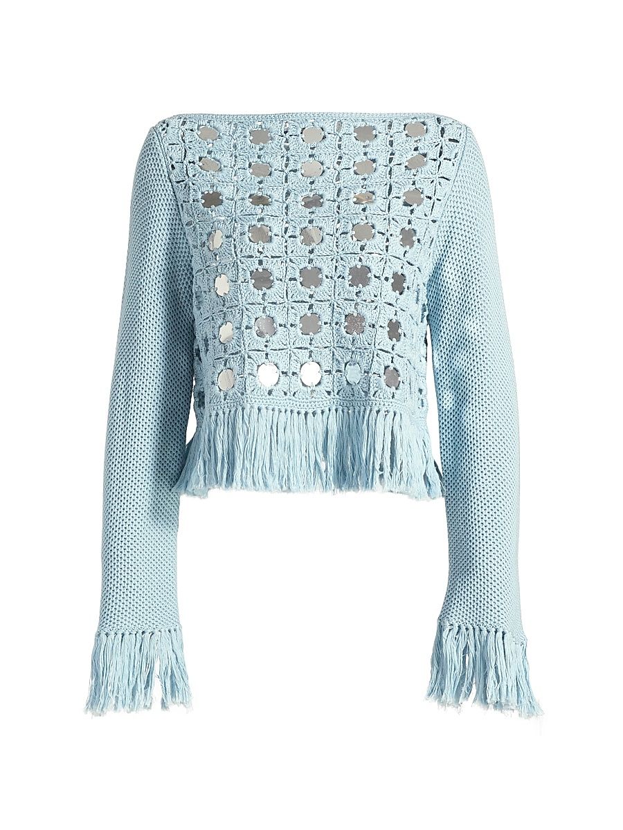 Women's Camilla Mirror Crochet Sweater - Sky Blue - Size Medium