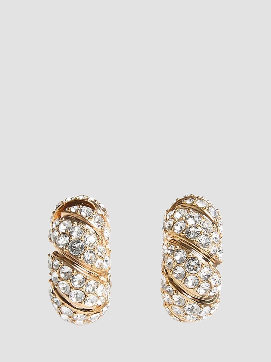 Women's Pas Plus Earrings in Metal, Enamel and Swarovski Crystals - Gold Crystal