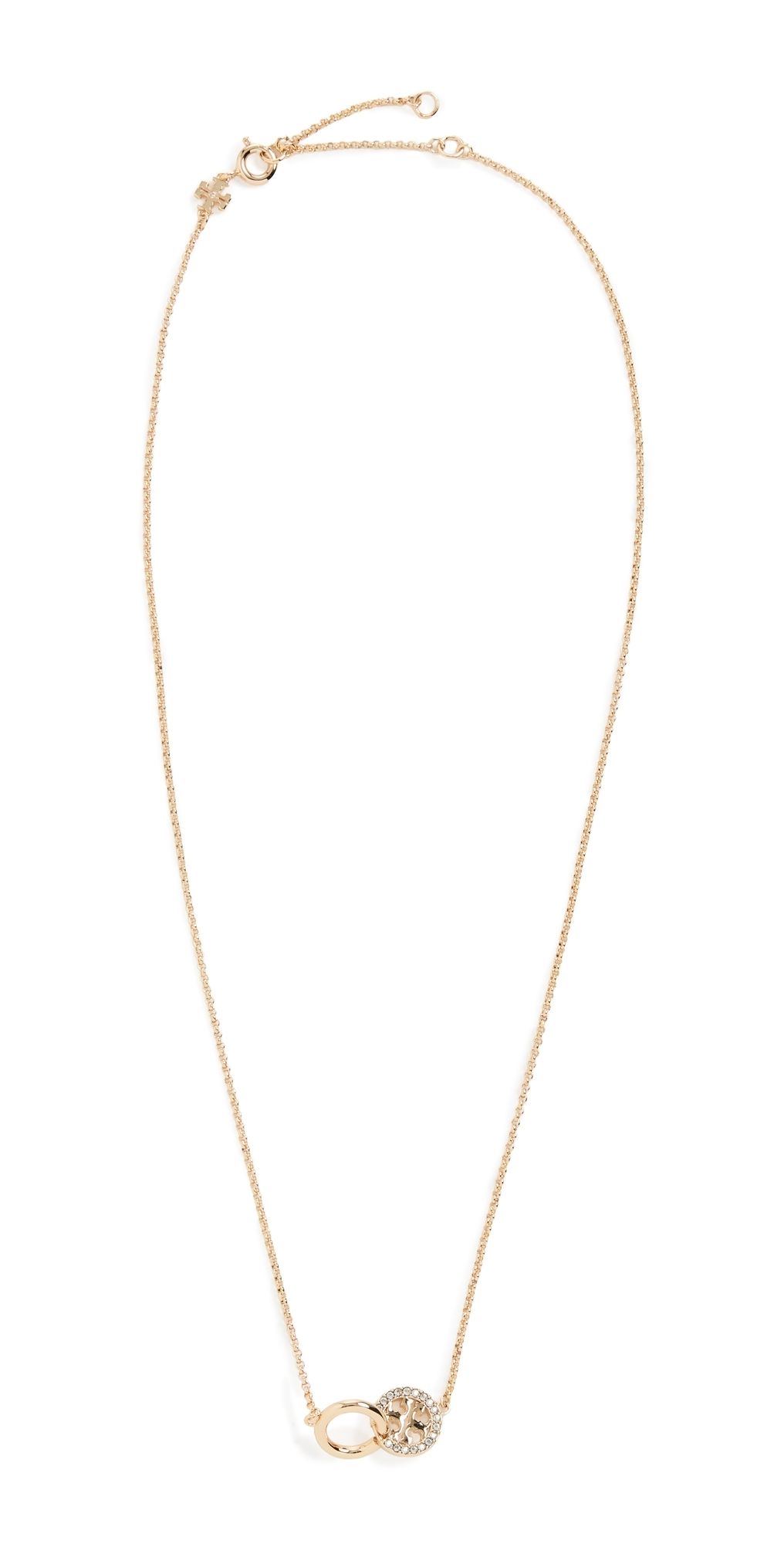 Tory Burch Icon Pavé Interlocking Pendant Necklace Tory Gold/Crystal One Size