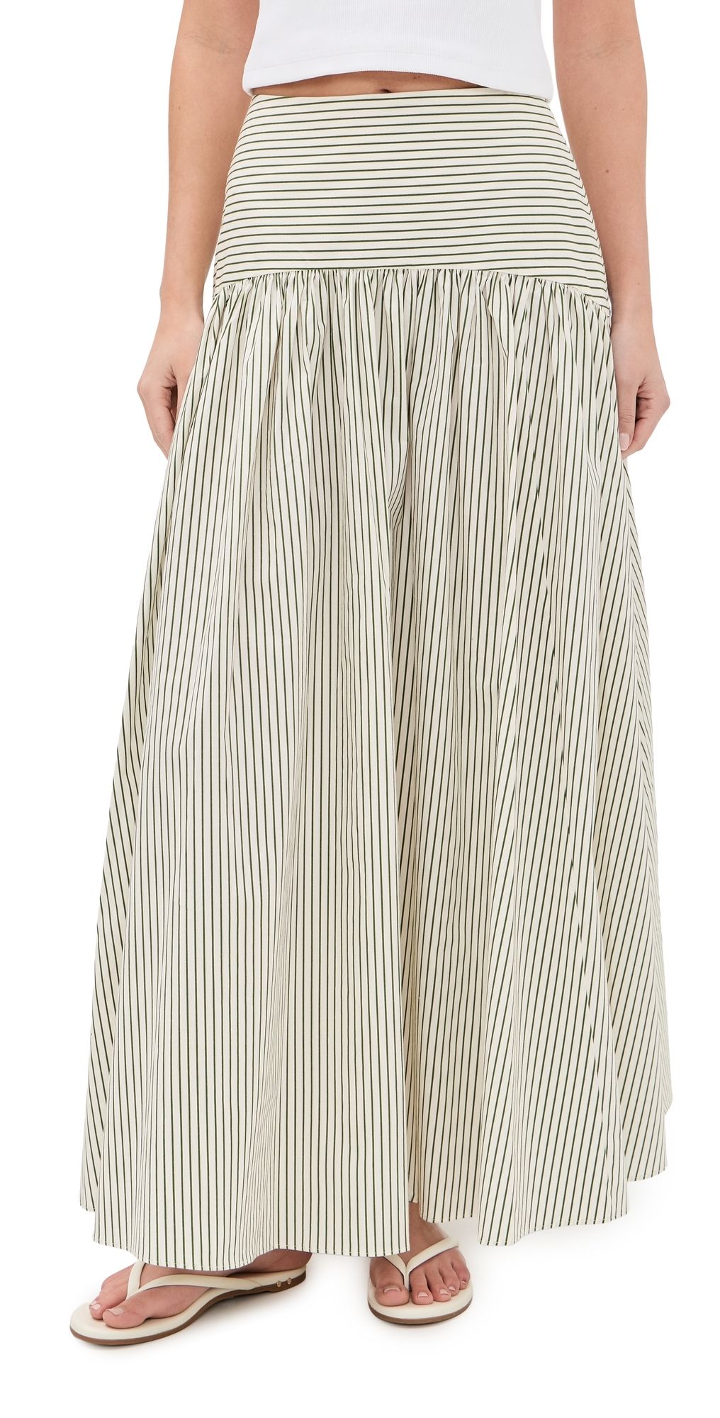 STAUD Procida Skirt Chive Stripe 14