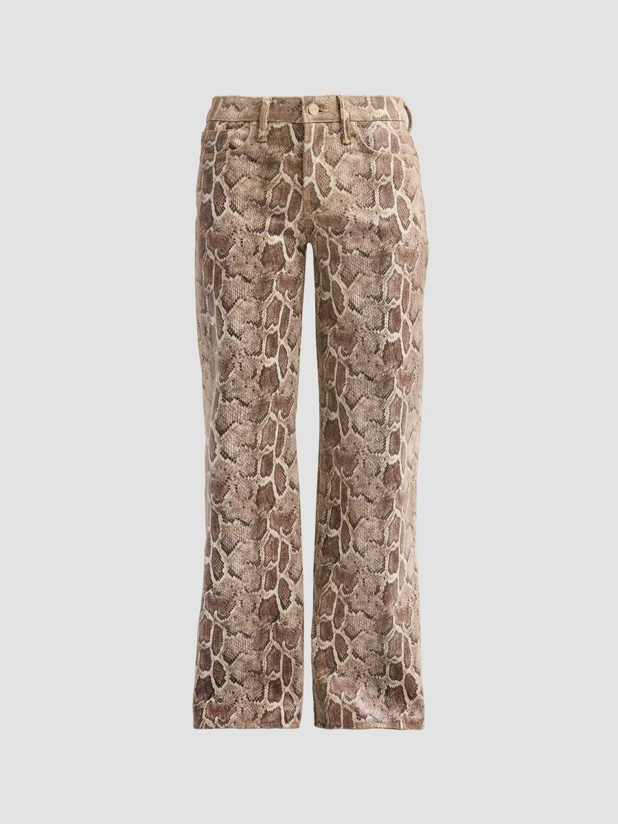 Mother Women's The Maven Sneak Leather-Blend Pants - Royal Serpent - Size 32