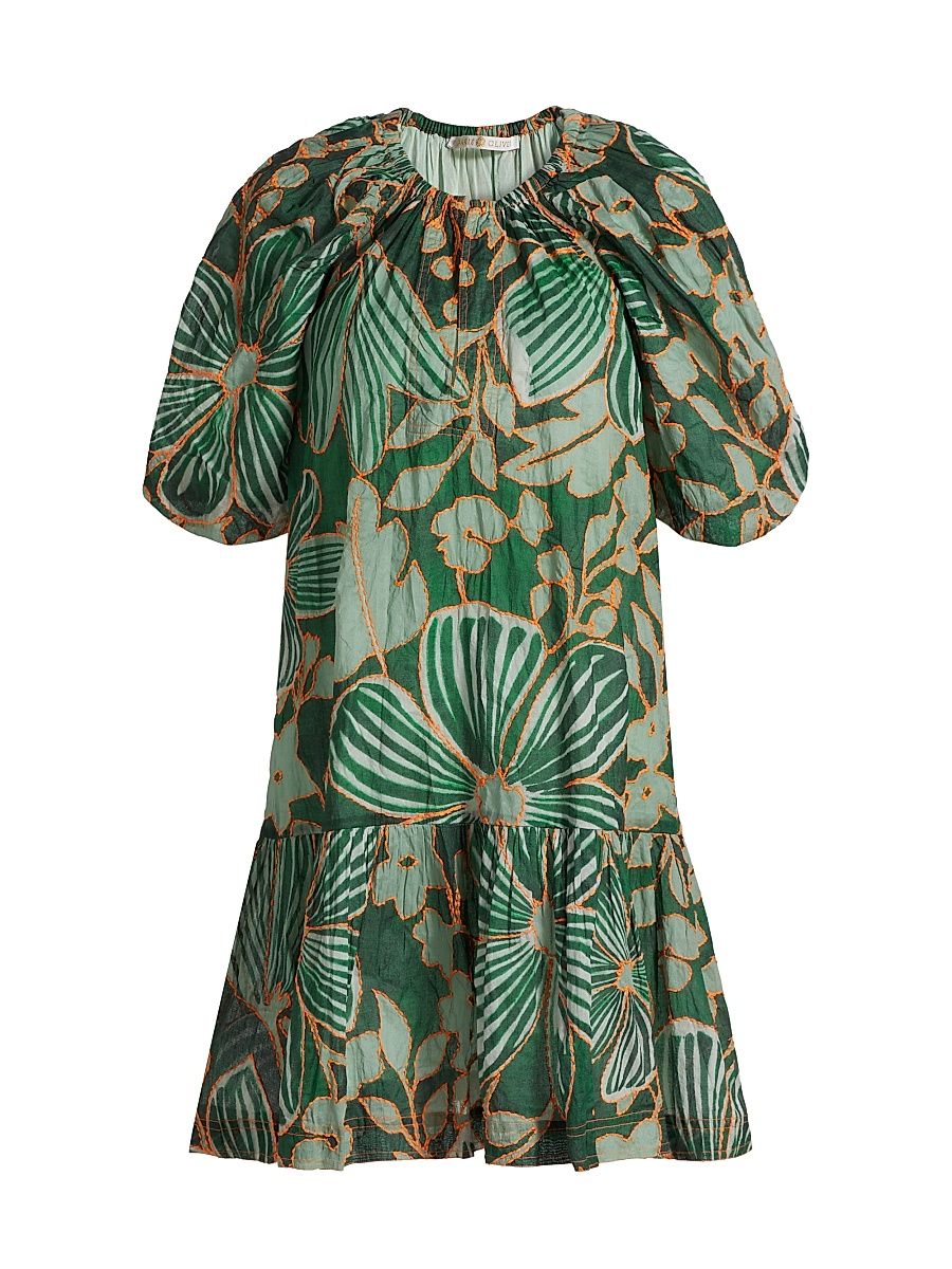 Women's Greta Floral Puff-Sleeve Minidress - Primavera - Size Medium