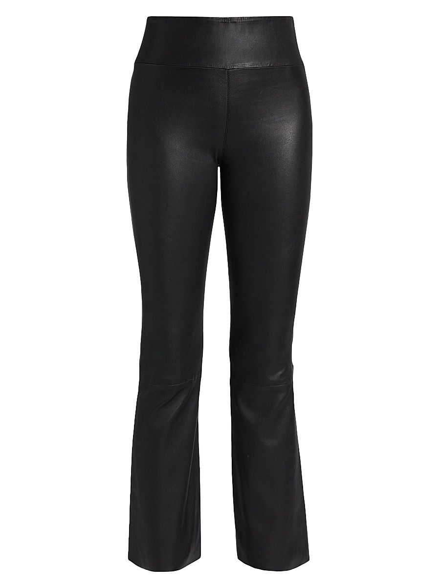 Women's Leather Flare Ankle Leggings - Black - Size XL