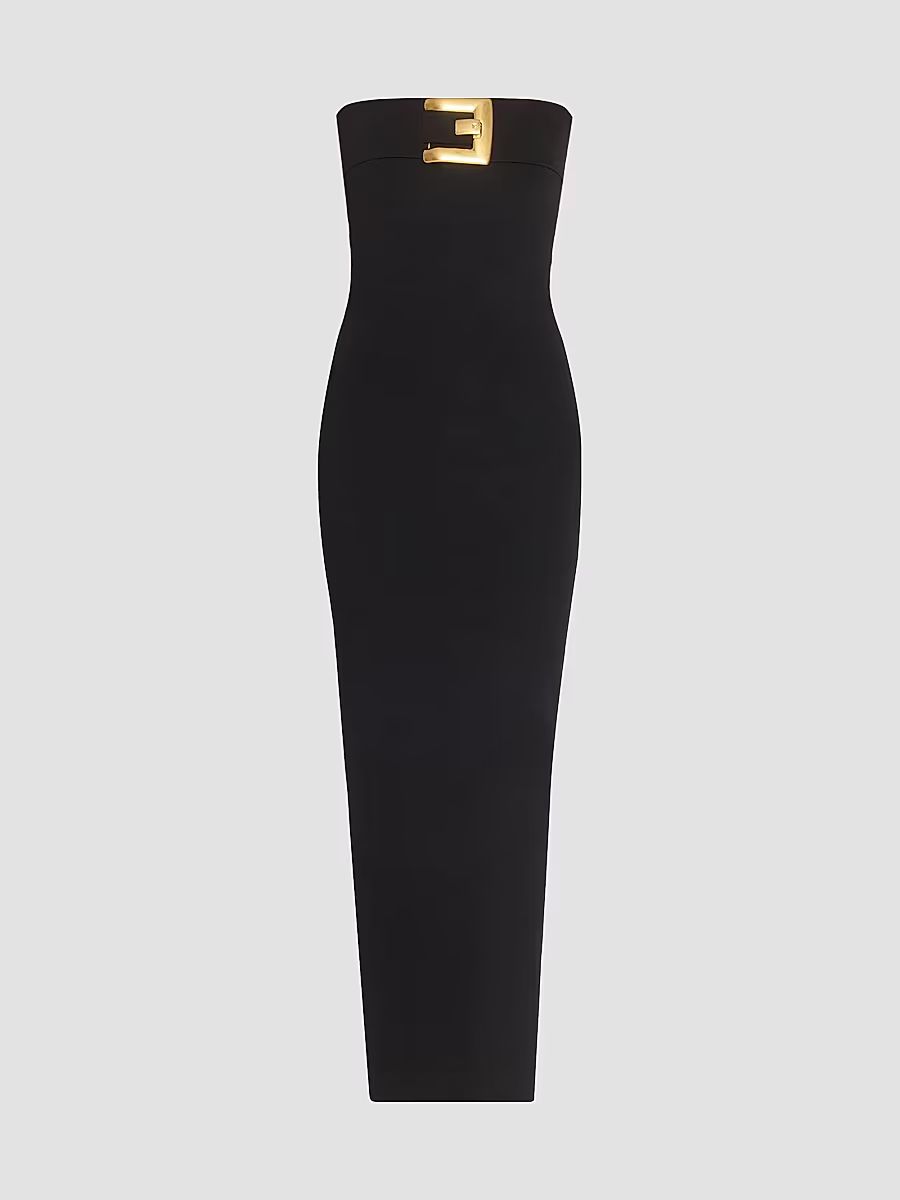 Balmain Women's Belted Compact Jersey Gown - Noir - Size 6