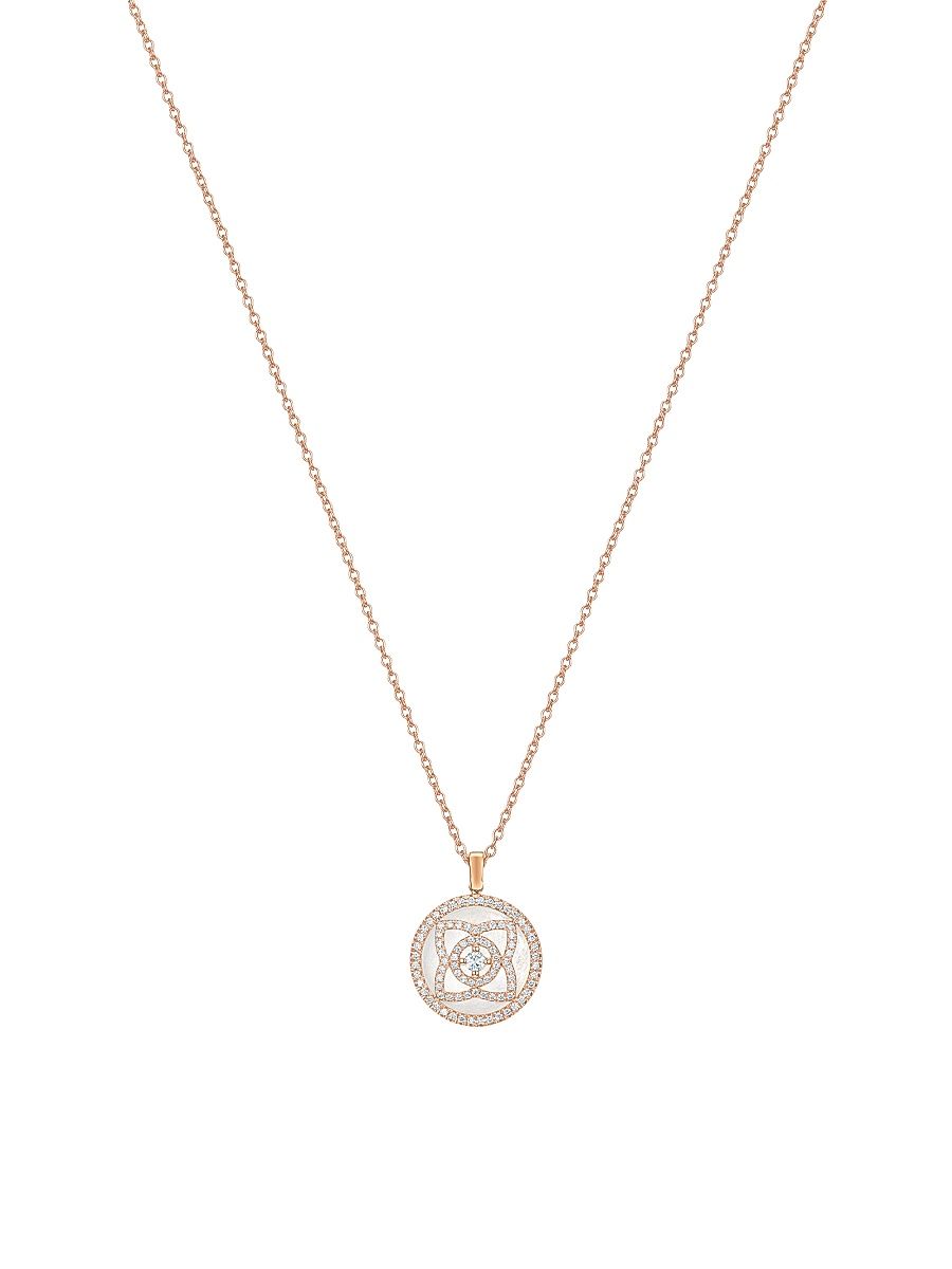 Women's Enchanted Lotus Reversible Diamond & Mother-Of-Pearl Pendant Necklace - Pink