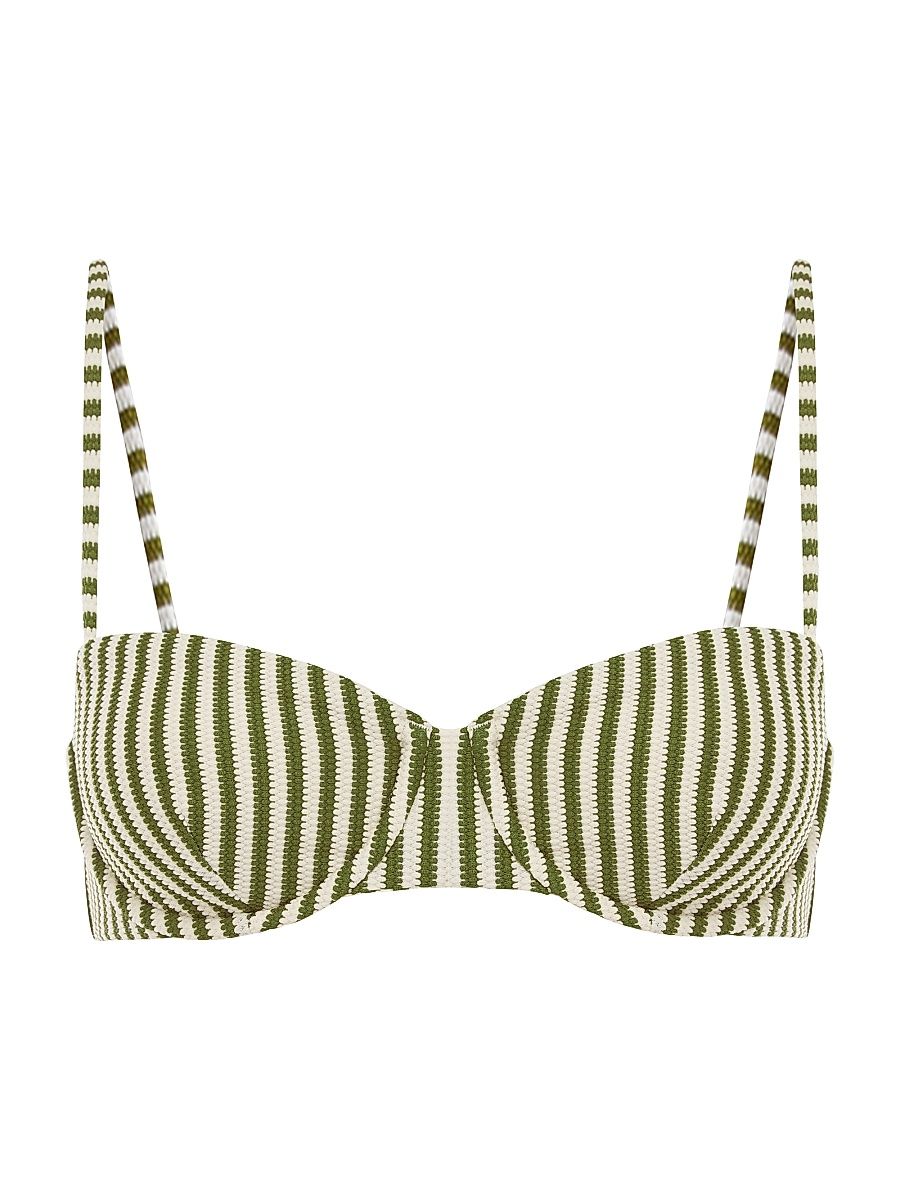 Women's Tapestry Lover Striped Balconette Bikini Top - Fern Stripe - Size XL