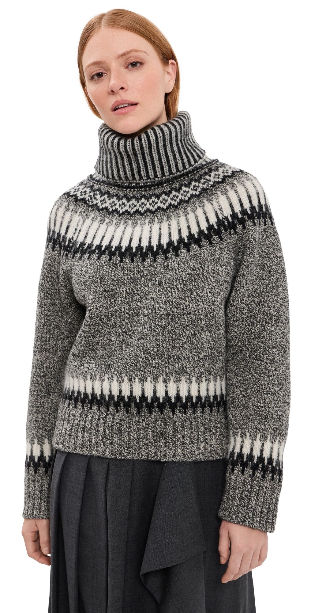 Monse Fair Isle Turtleneck Sweater Grey Multi M