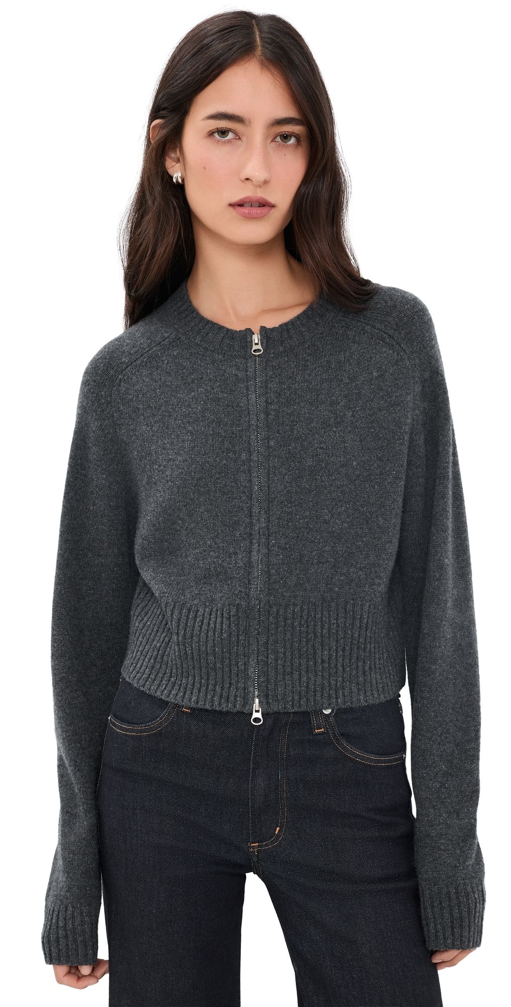 ASHER Eddie Zip-Up Cashmere Cardigan Onyx XL