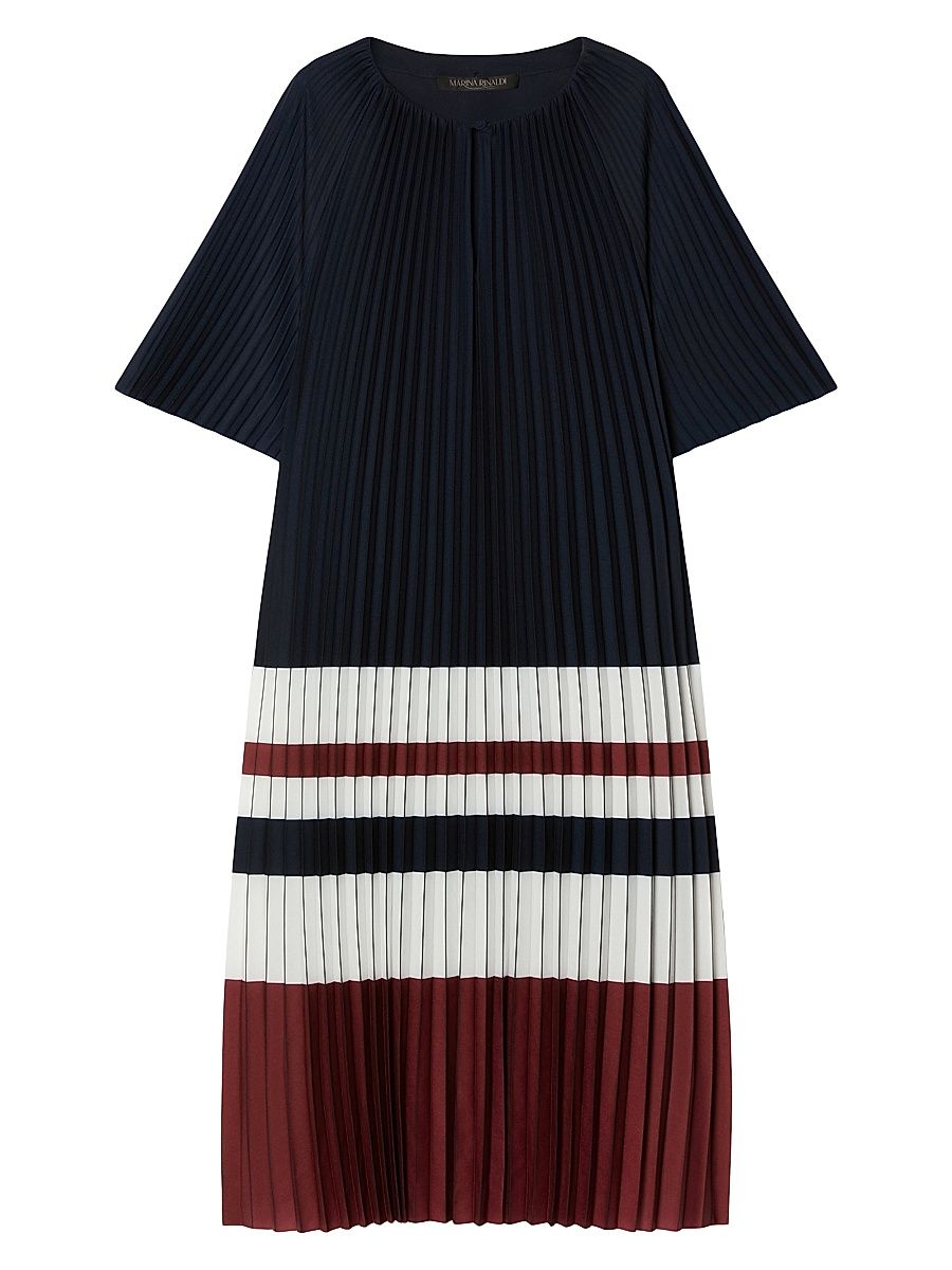 Women's Pleated Crêpe De Chine Dress - Cherry Three Colours - Size 22