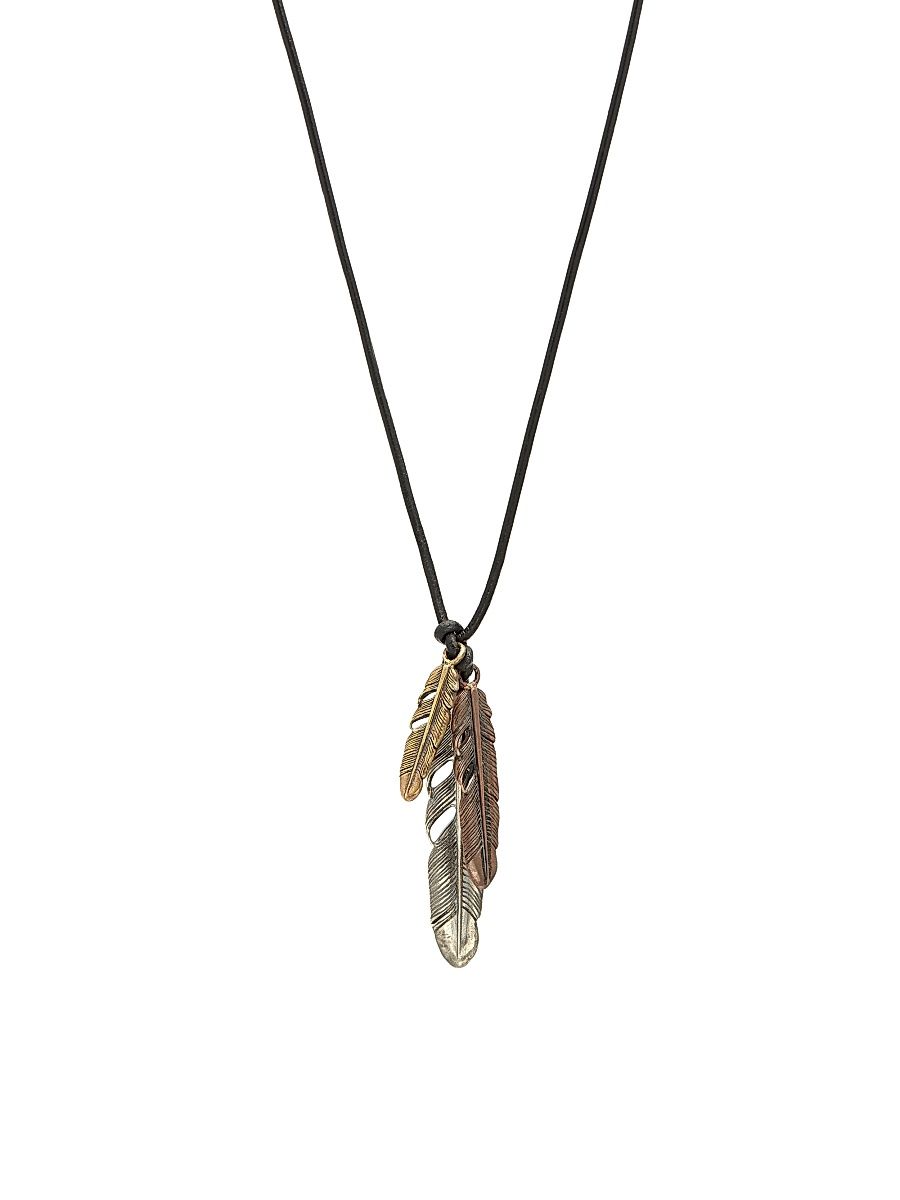John Varvatos Mercer Mixed Metal Feather Pendant Necklace - Multicolor