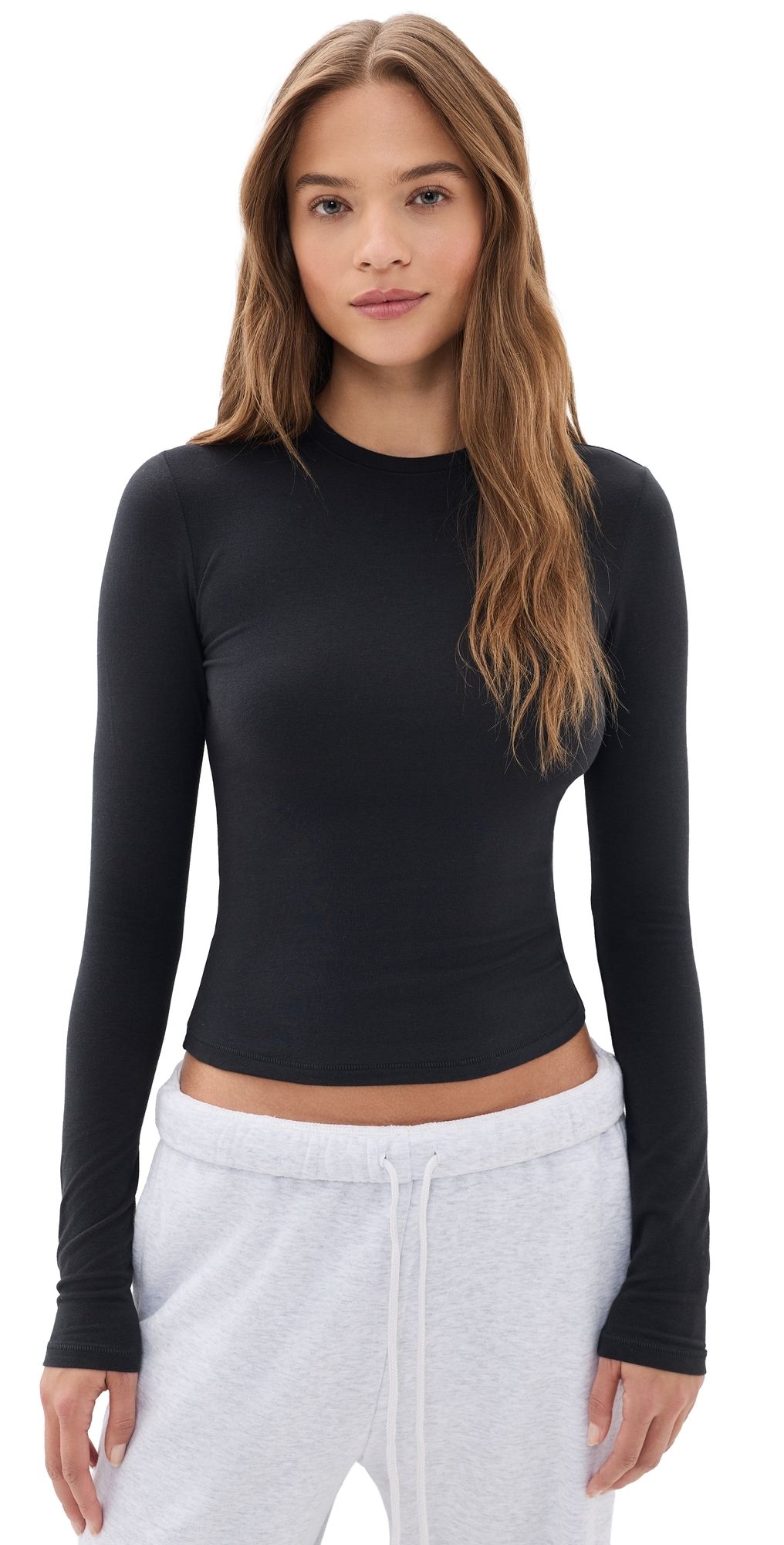 SKIMS Long Sleeve T-Shirt Soot S