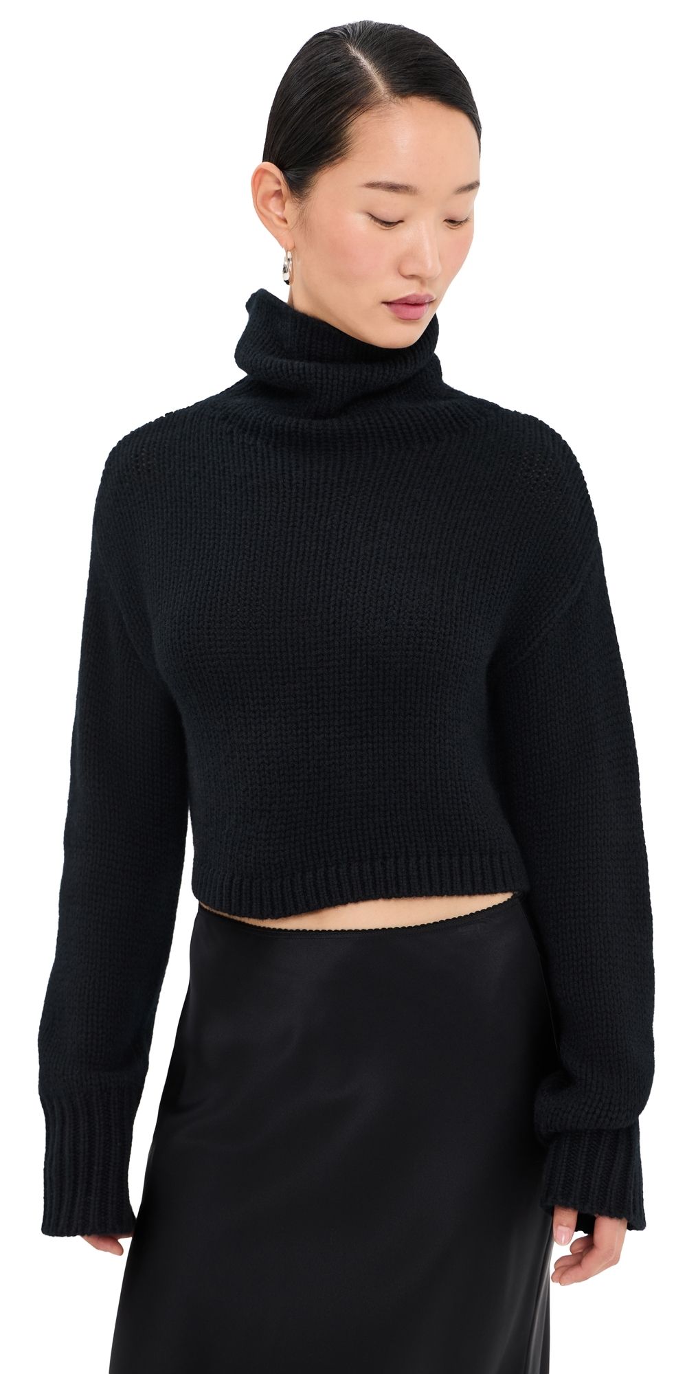 Sablyn Cropped Cashmere Turtleneck Sweater Black M