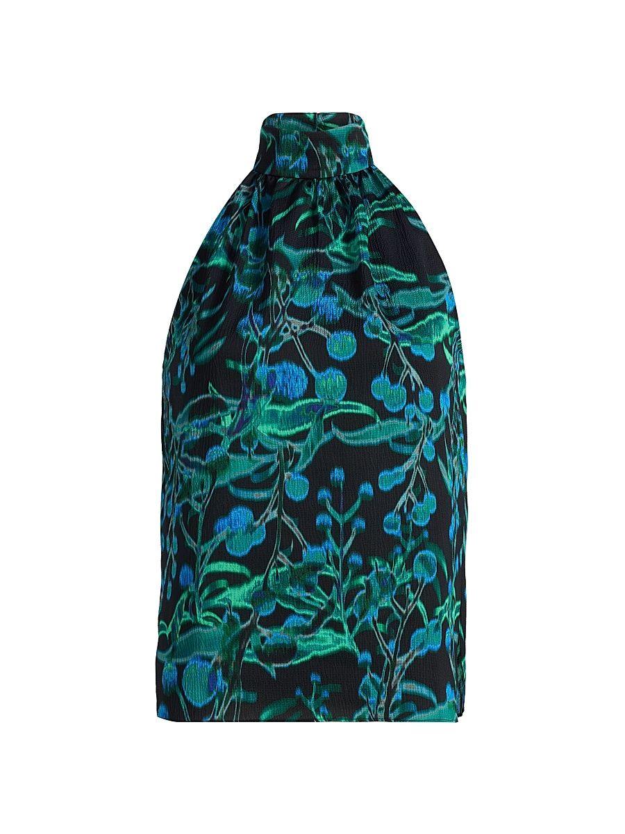 Women's Ace Printed Halter Blouse - Black Multi - Size XXL