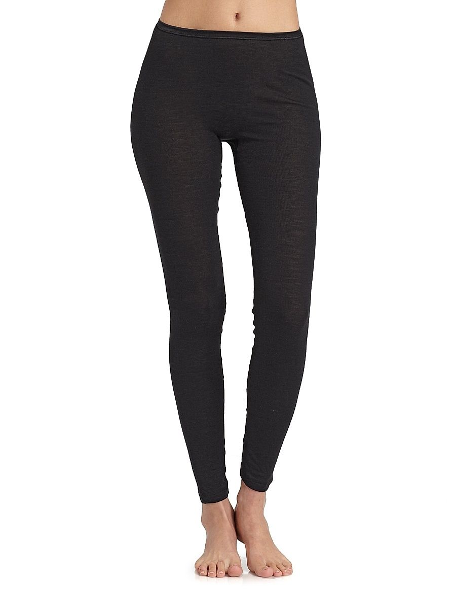 Women's Wool & Silk Leggings - Black - Size Small