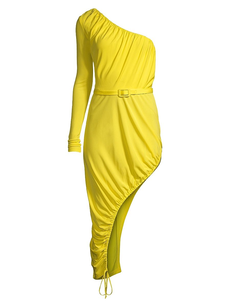 Women's Partee Gyal Ruched Midi-Dress - Canary - Size Medium