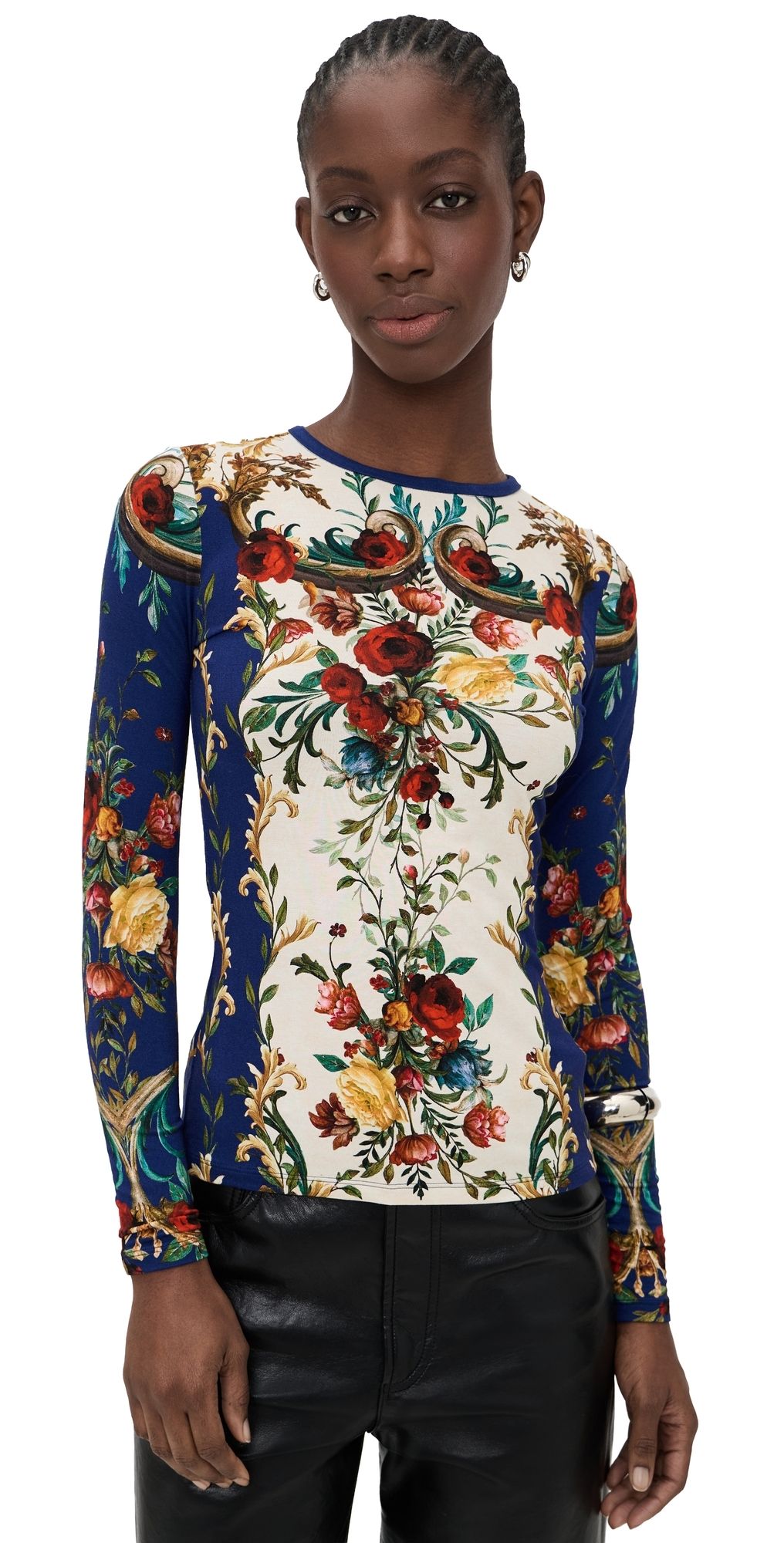 ALICE + OLIVIA Delaina Long Sleeve Top Gilded Rose S