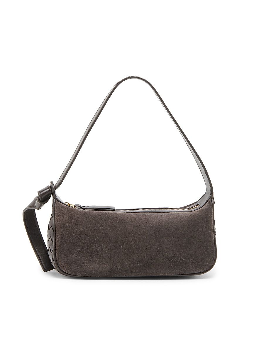 Women's Nodo Intrecciato Suede Shoulder Bag - Espresso Gold