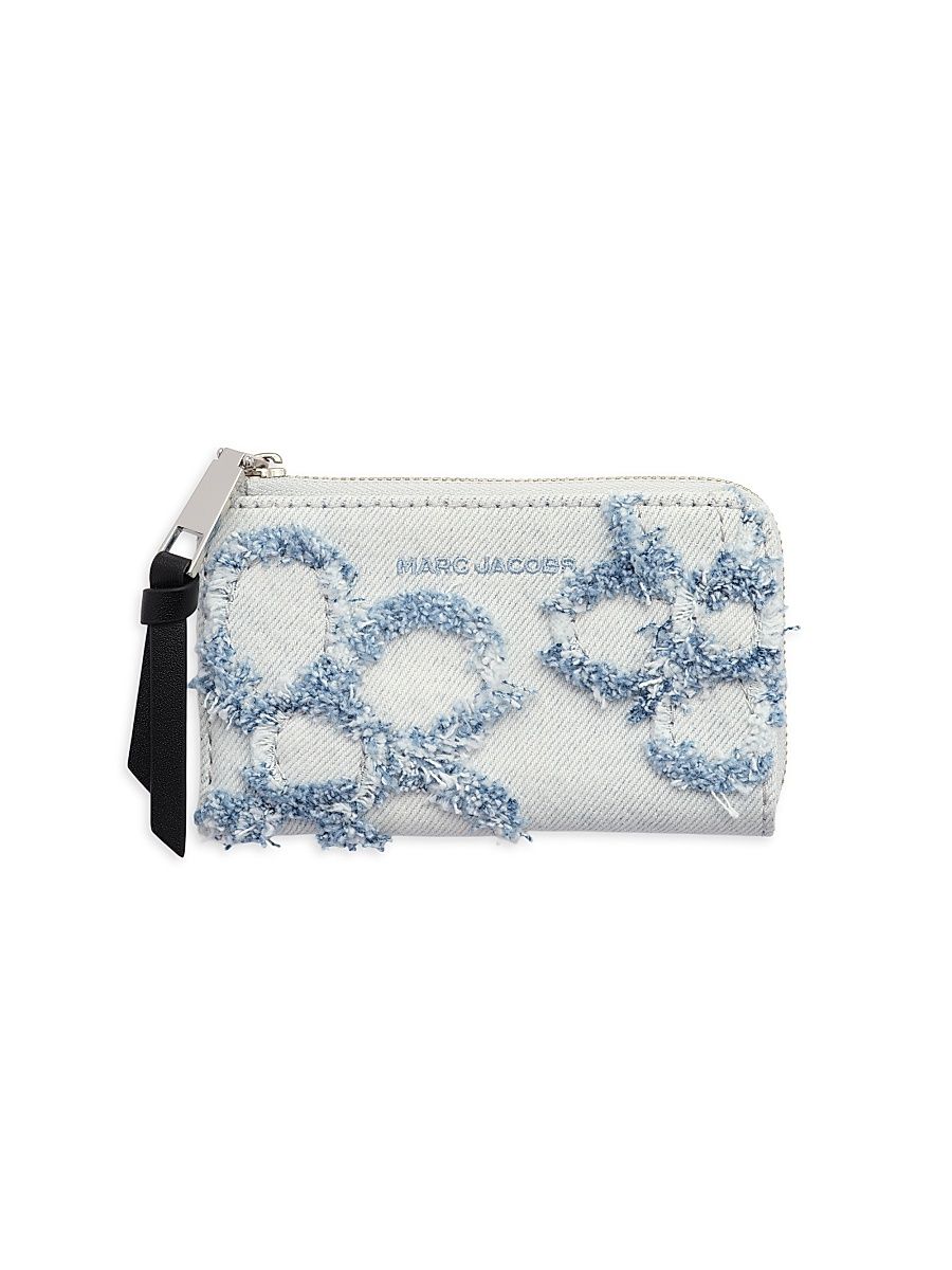 Women's The Daisy Distressed Denim Top-Zip Wallet - Light Wash