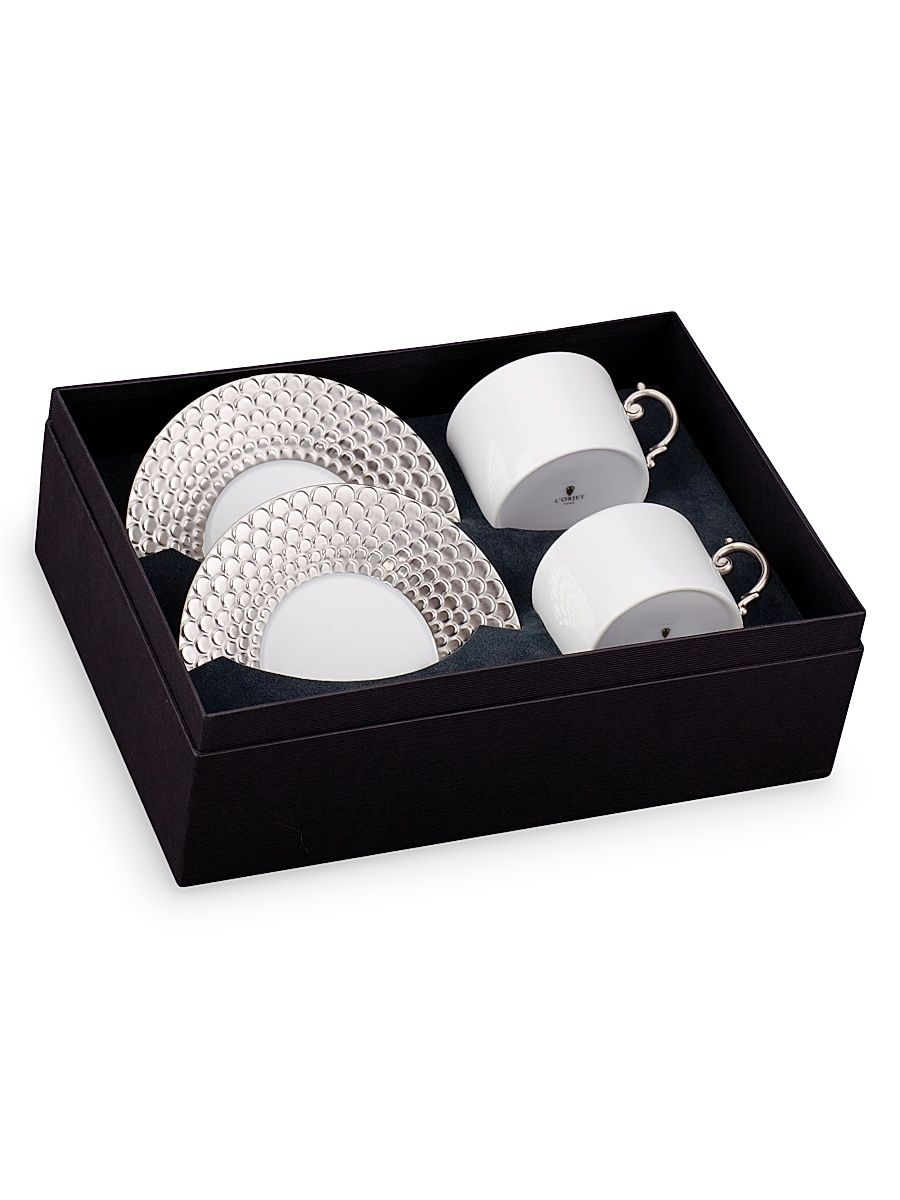 Aegean 2-Piece Teacup & Saucer Set - Platinum
