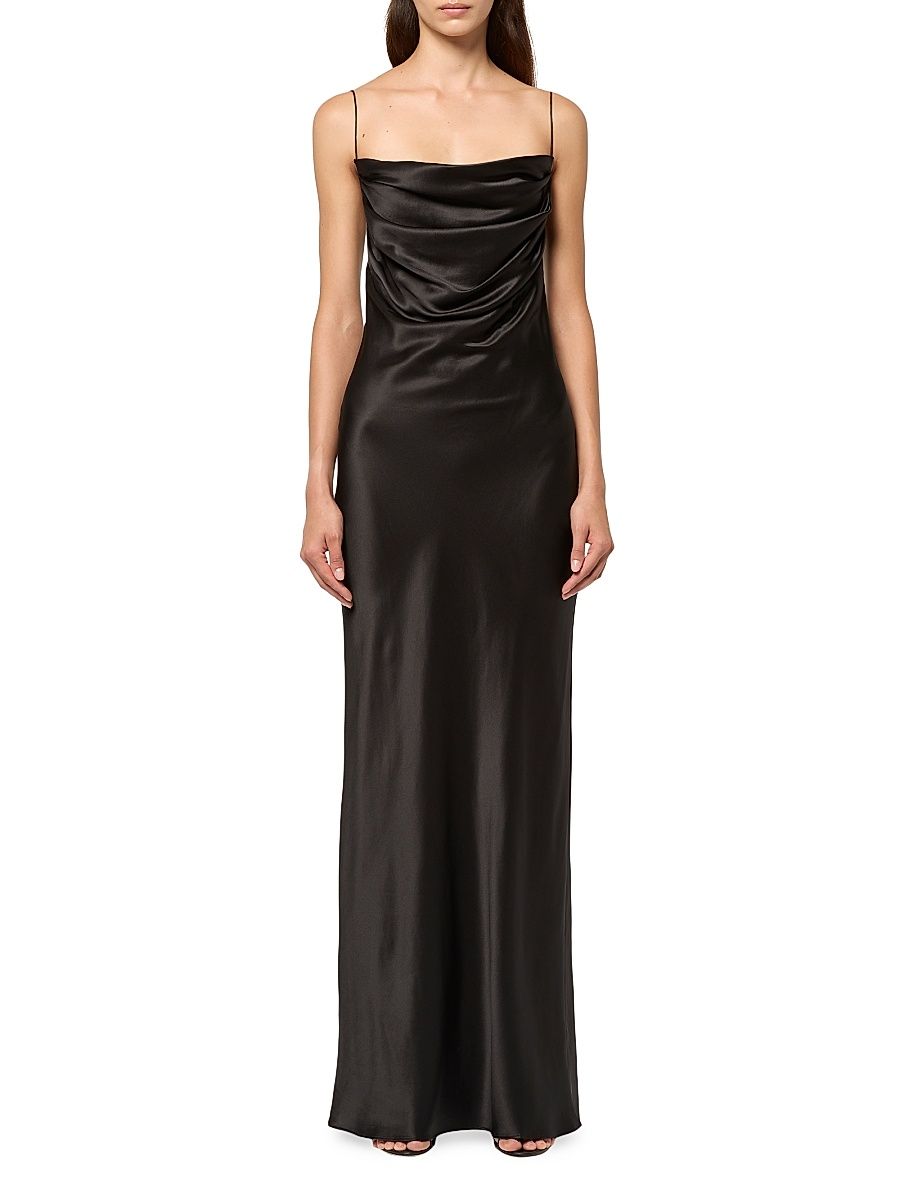 Women's Bias Silk Colwneck Slipdress - Black - Size 0