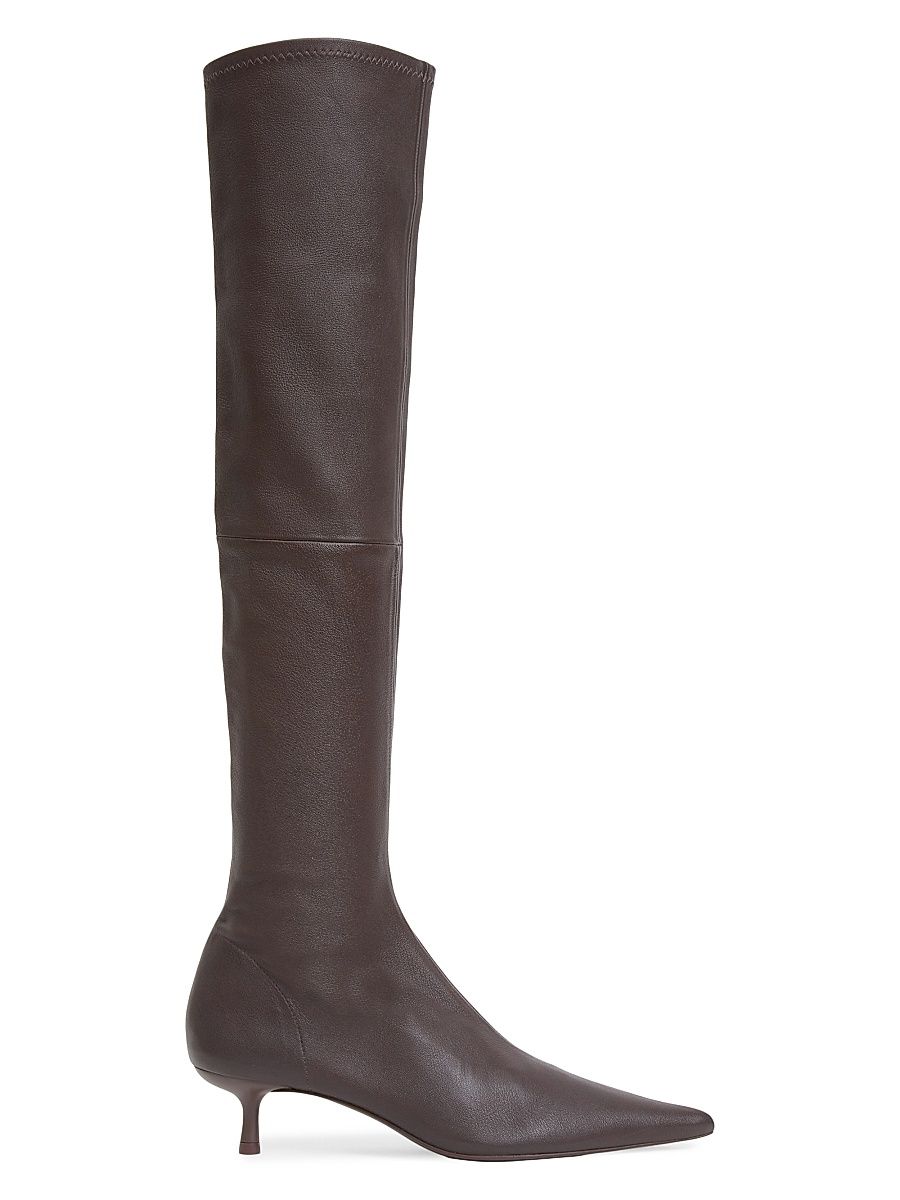 Women's Joni 45MM Stretch-Leather Knee-High Boots - Hickory - Size 9