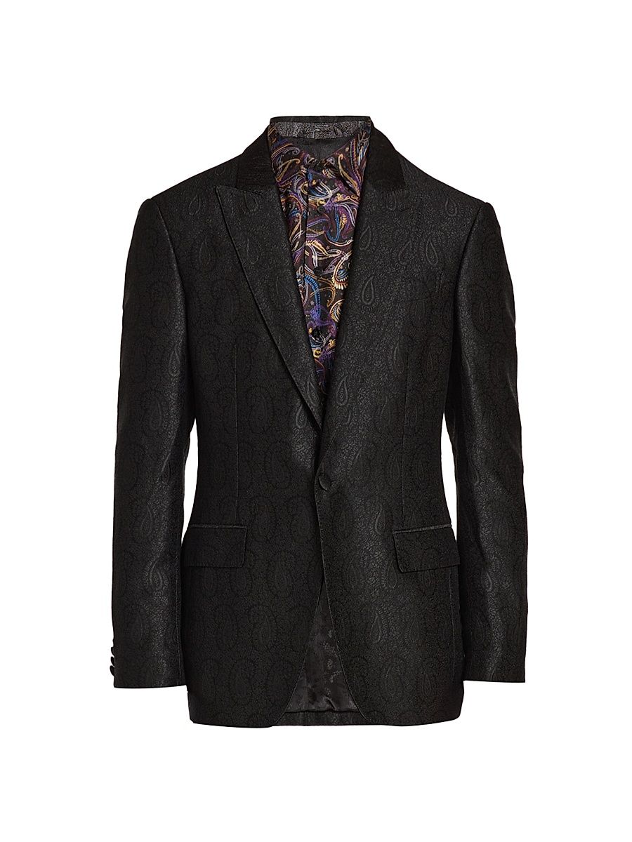Men's Fuji All-Over Paisley Evening Jacket - Black - Size 48