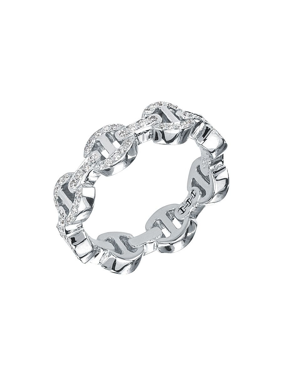 Women's Heritage Dame Tri-Link 18K White Gold & Diamond Ring - White Gold - Size 6.5