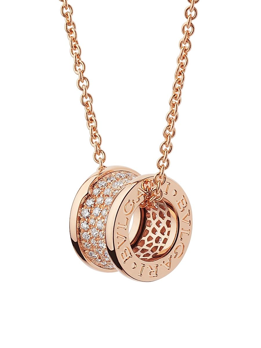 Women's B. Zero1 18K Rose Gold & Diamond Pavé Pendant Necklace - Rose Gold