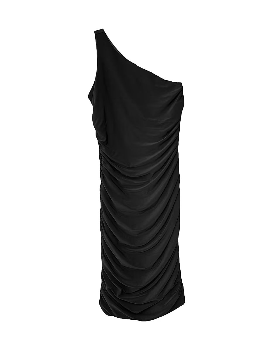 Un Deux Trois Girl's Girl's One-Shoulder Ruched Dress - Black - Size 16