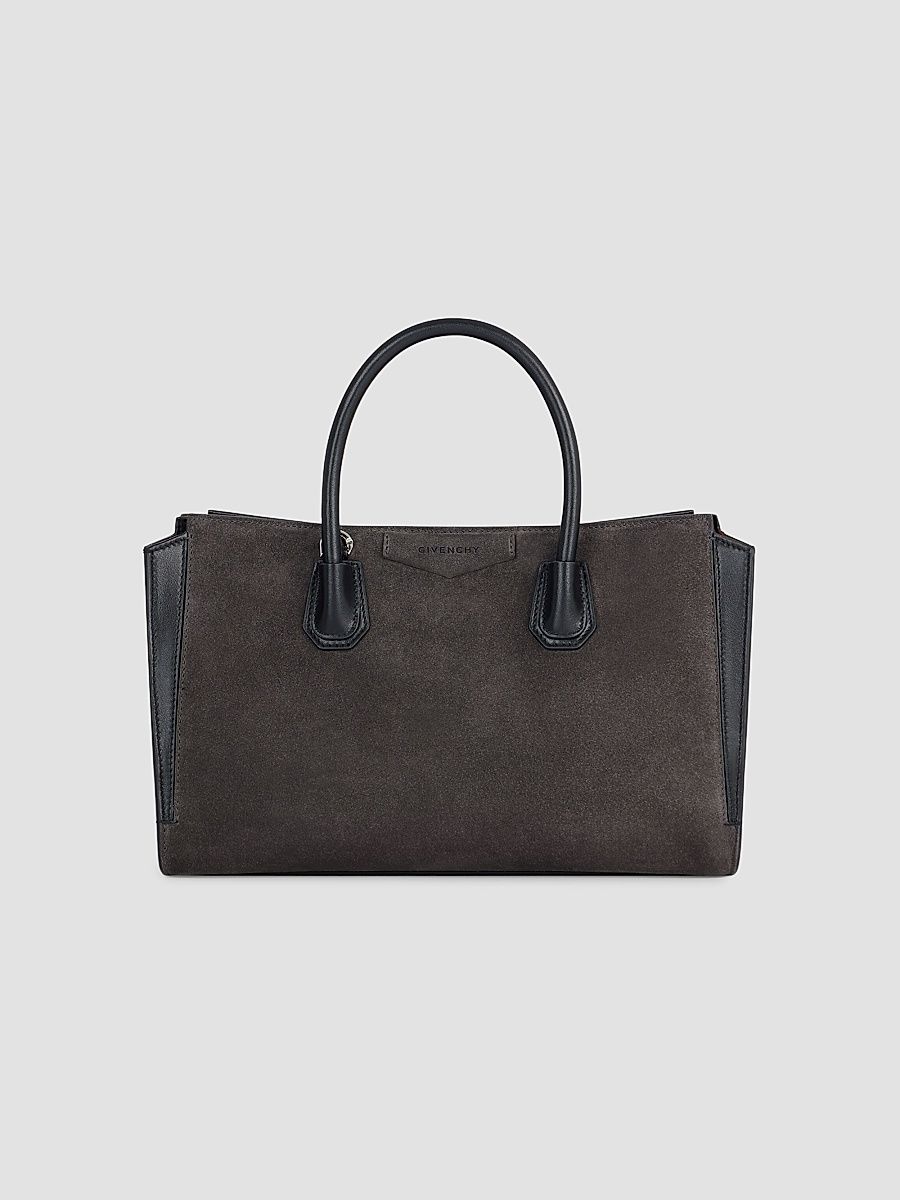 Givenchy Women's Small Antigona Catchall Top Handle Bag in Suede Leather - Dark Grey