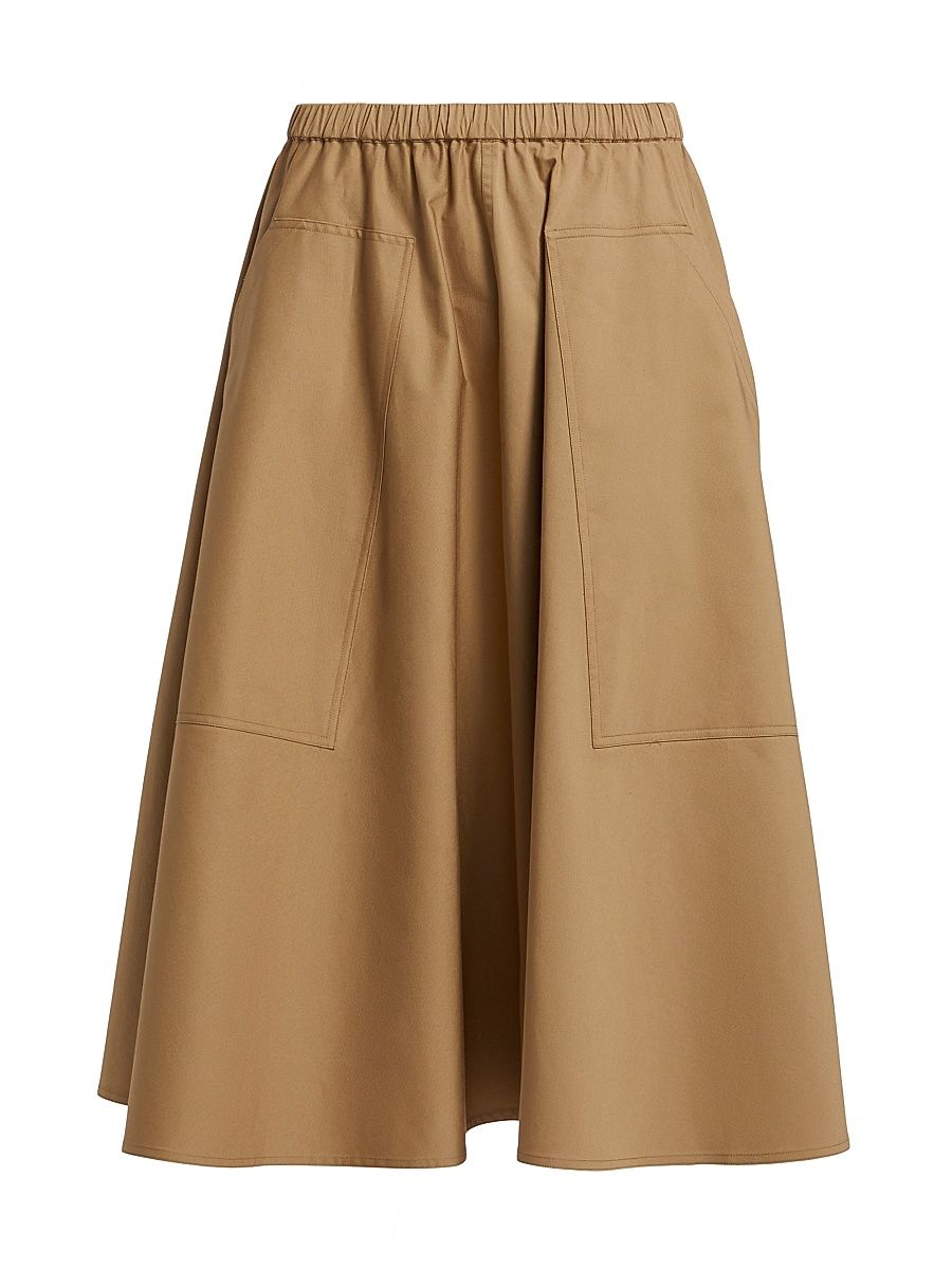 Women's Pocket Full Cotton Midi-Skirt - Dark Barley - Size Small