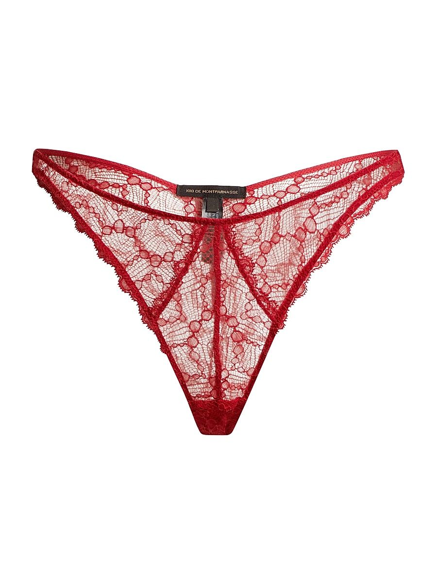 Kiki de Montparnasse Women's Mon Cheri Sheer Lace Briefs - Red - Size Large