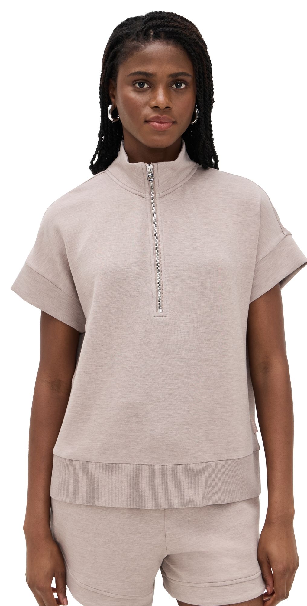 Varley Ritchie Short Sleeve Sweatshirt Taupe Marl XS