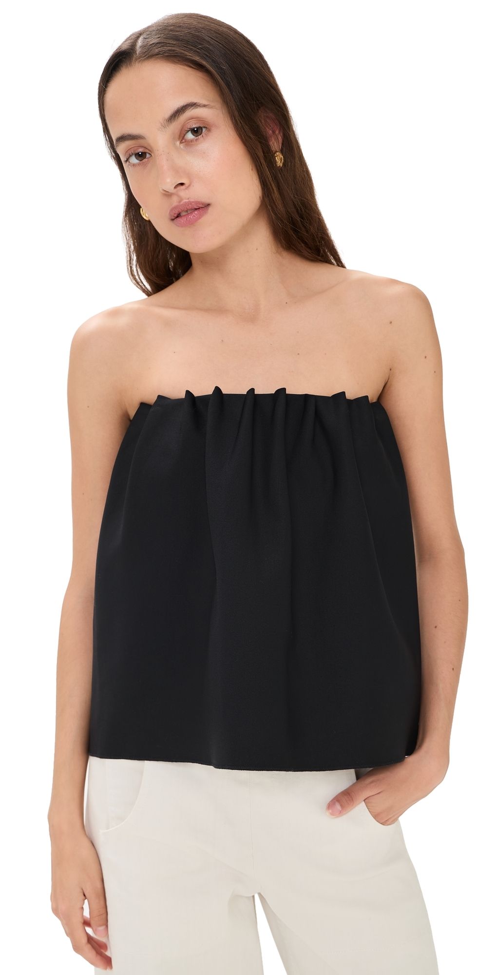 House of Dagmar Ruched Tube Top Black 34