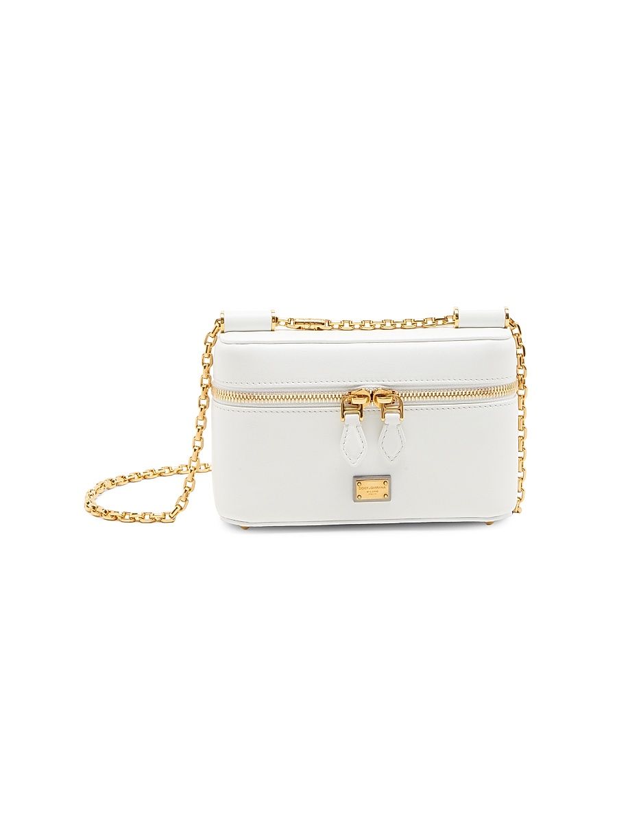 Women's Leather Vanity Bag - Bianco Ottico